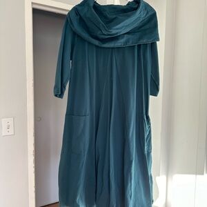 Teal Cowl Neck Dress with Pockets